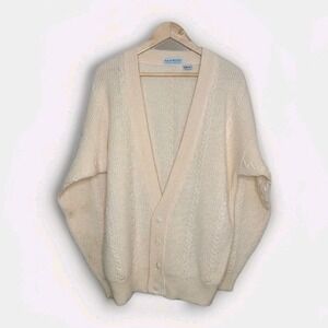 Vtg French Lick Resort Wool Mens L Cardigan Cable Knit‎ Chunky Grandpa